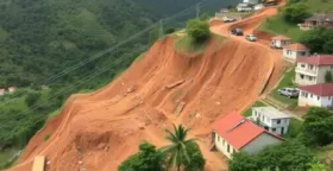 obras em encosta de São Domingos do Norte